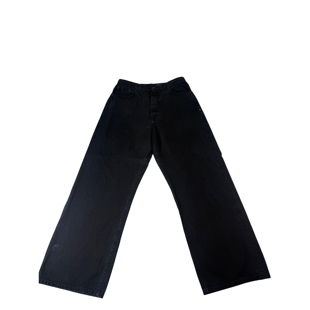 Imogene + Willie Catherine Jeans Women 32 Black Selvedge Denim Wide Leg USA Made